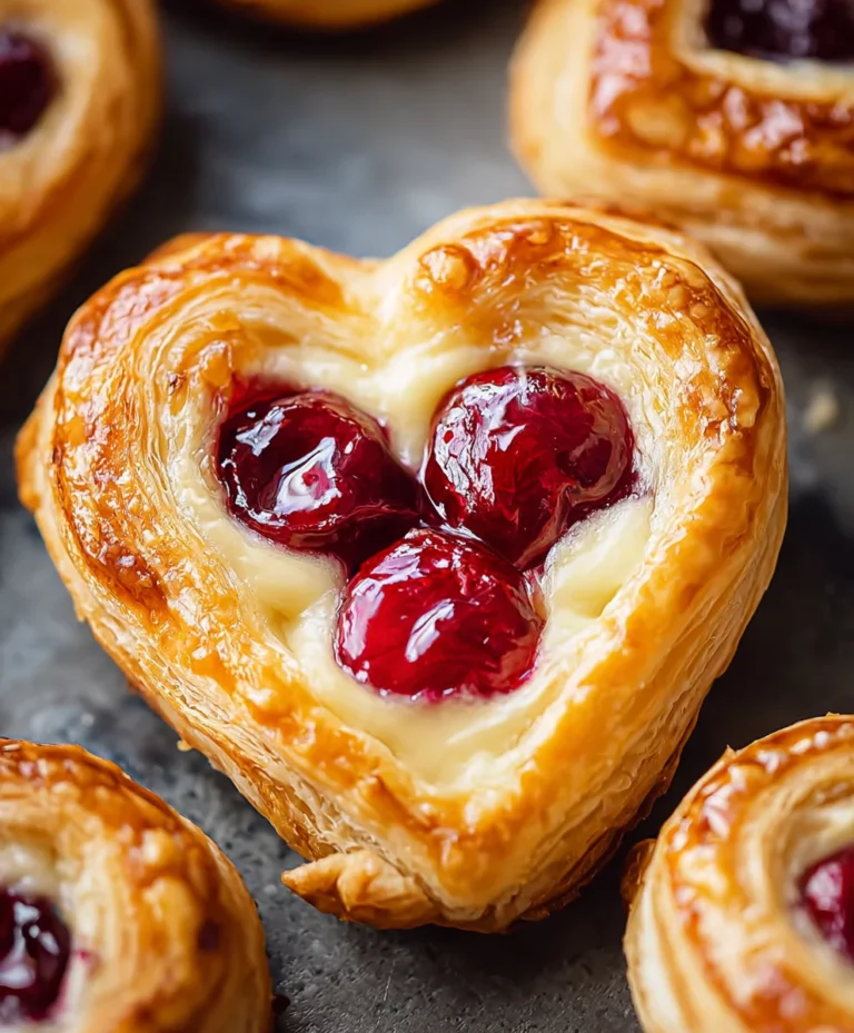 Heart-Shaped Cherry Cheese Danish Recipe Delight