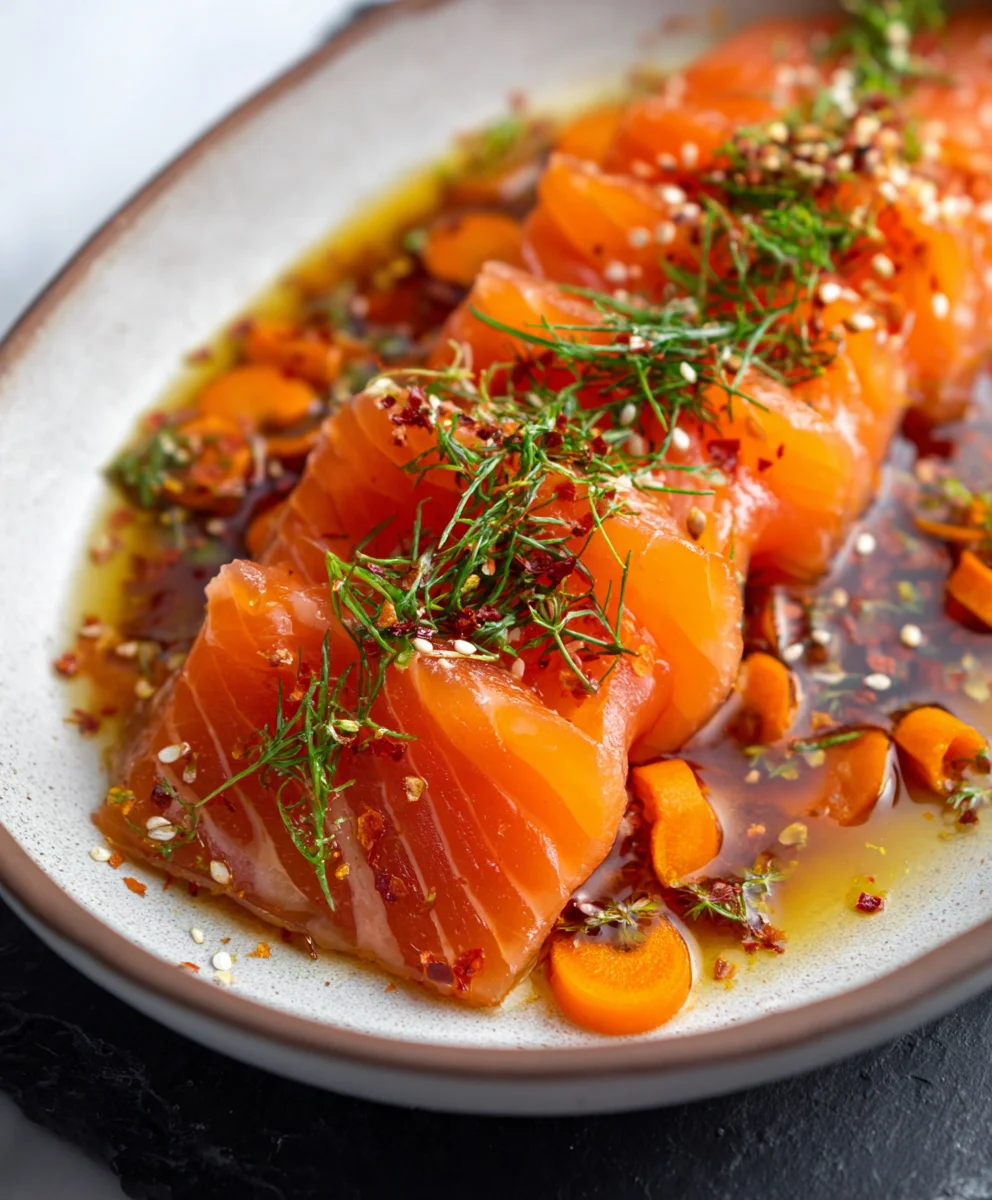 Spicy Salmon Crudo - Fresh Carrot Kick