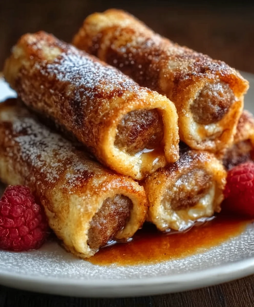 Beef Sausage French Toast Roll-Ups-Easy Breakfast