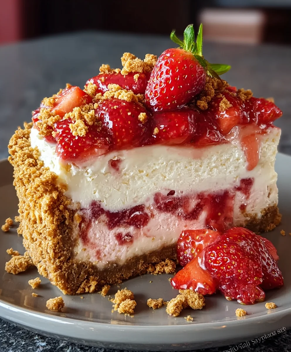 Strawberry Crunch Cheesecake Bliss-Easy Recipe