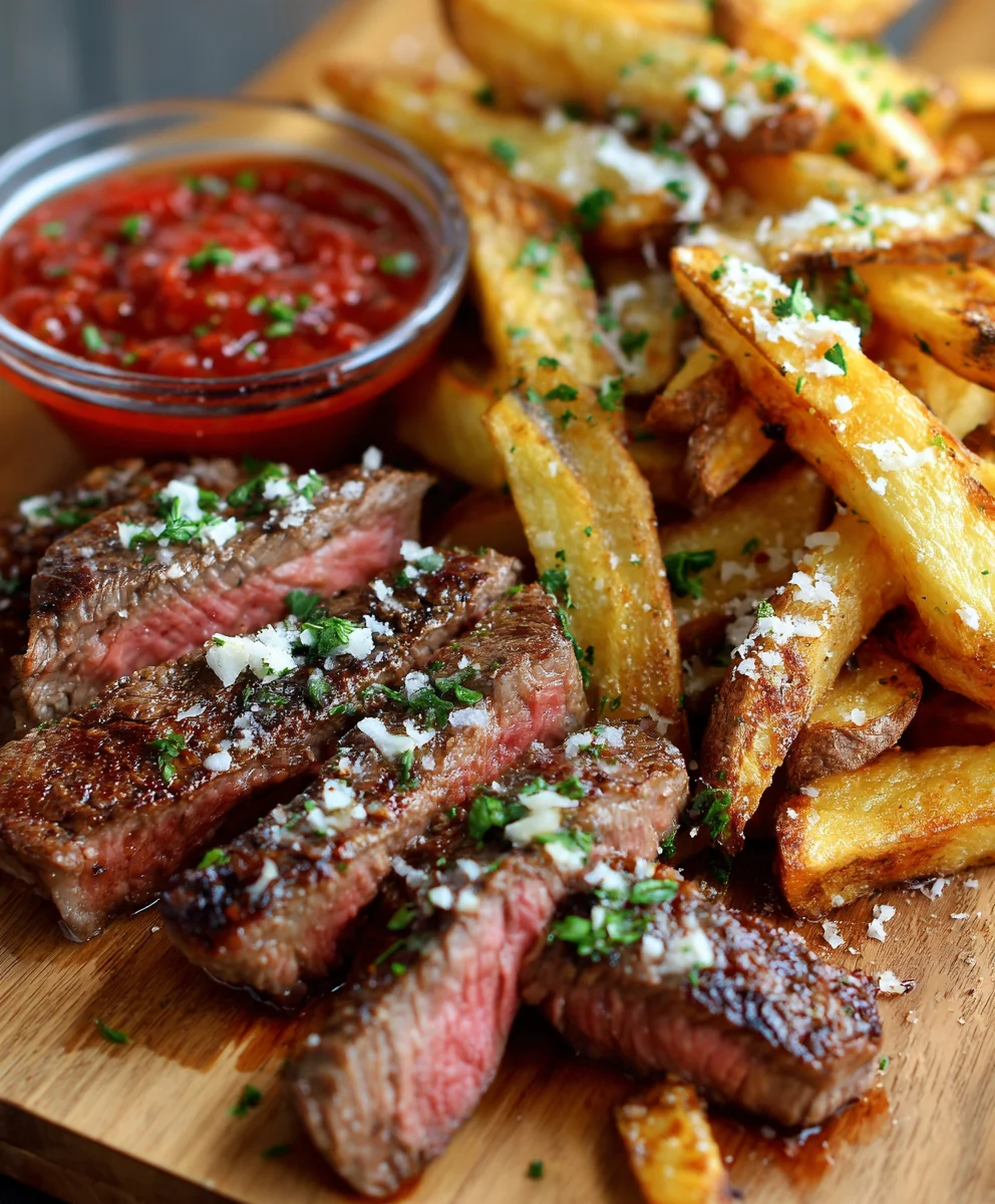 Garlic Parmesan Steak Fries - Crispy Baked Perfection