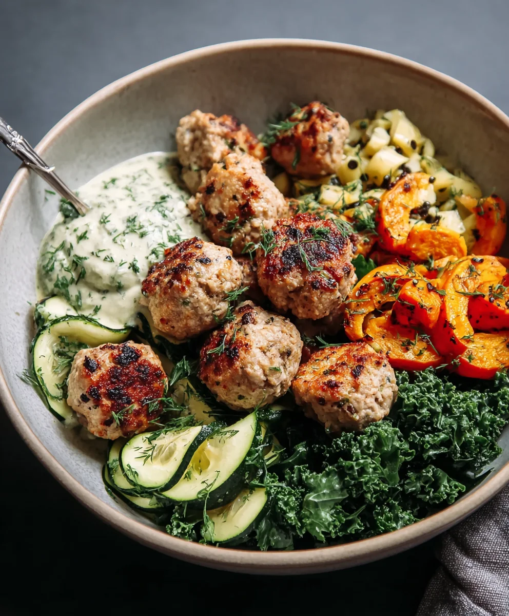 Herby Chicken Meatball Bowl- Easy & Flavorful Meal