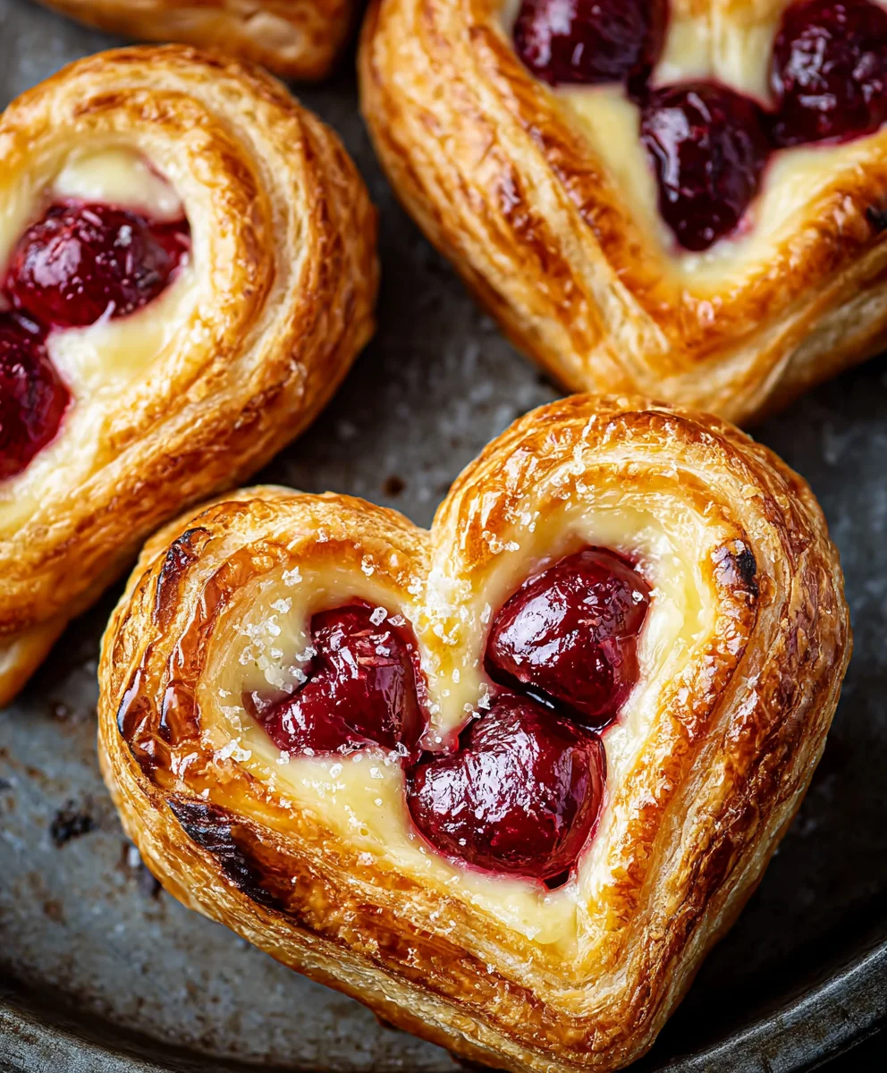 Heart-Shaped Cherry Cheese Danish Recipe Delight
