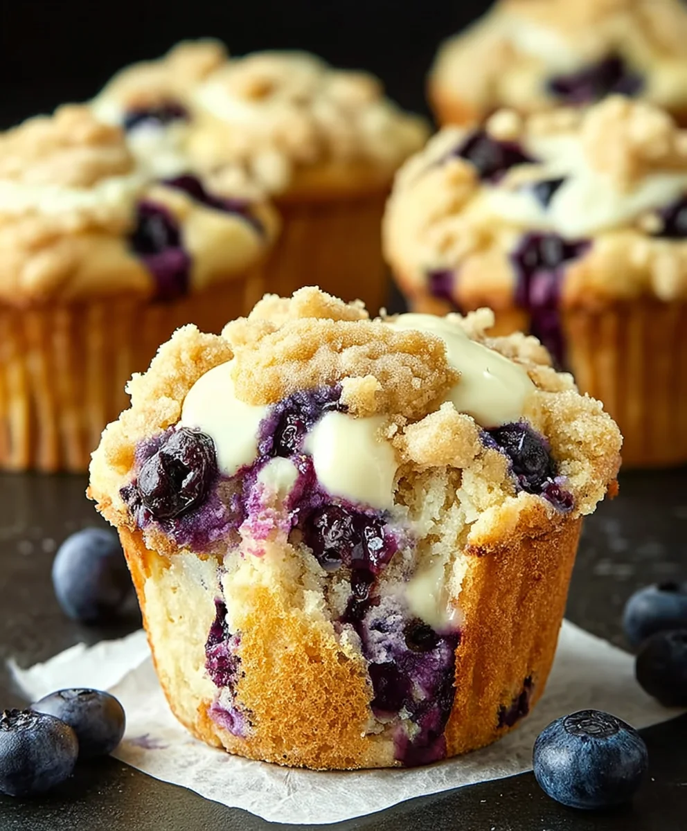 Blueberry Cream Cheese Muffins- Streusel Topping