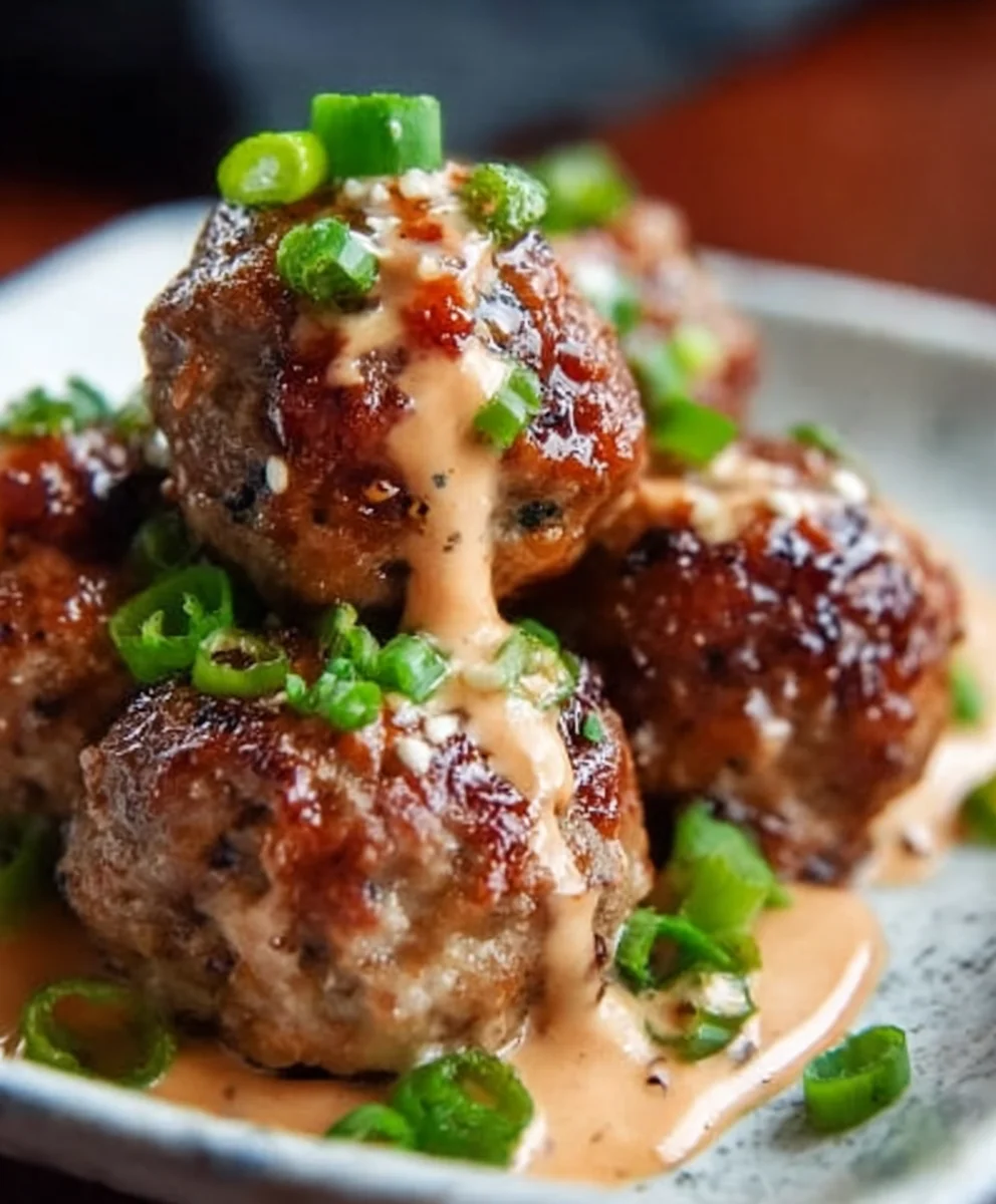 Korean BBQ Beef Meatballs Spicy Mayo Dip Recipe
