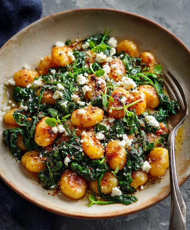Crispy Gnocchi Spinach Feta Easy Recipe
