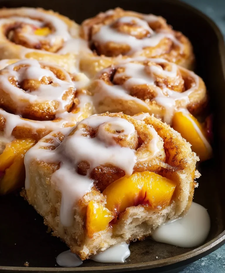 Peach Cobbler Cinnamon Rolls – Easy Dessert Recipe