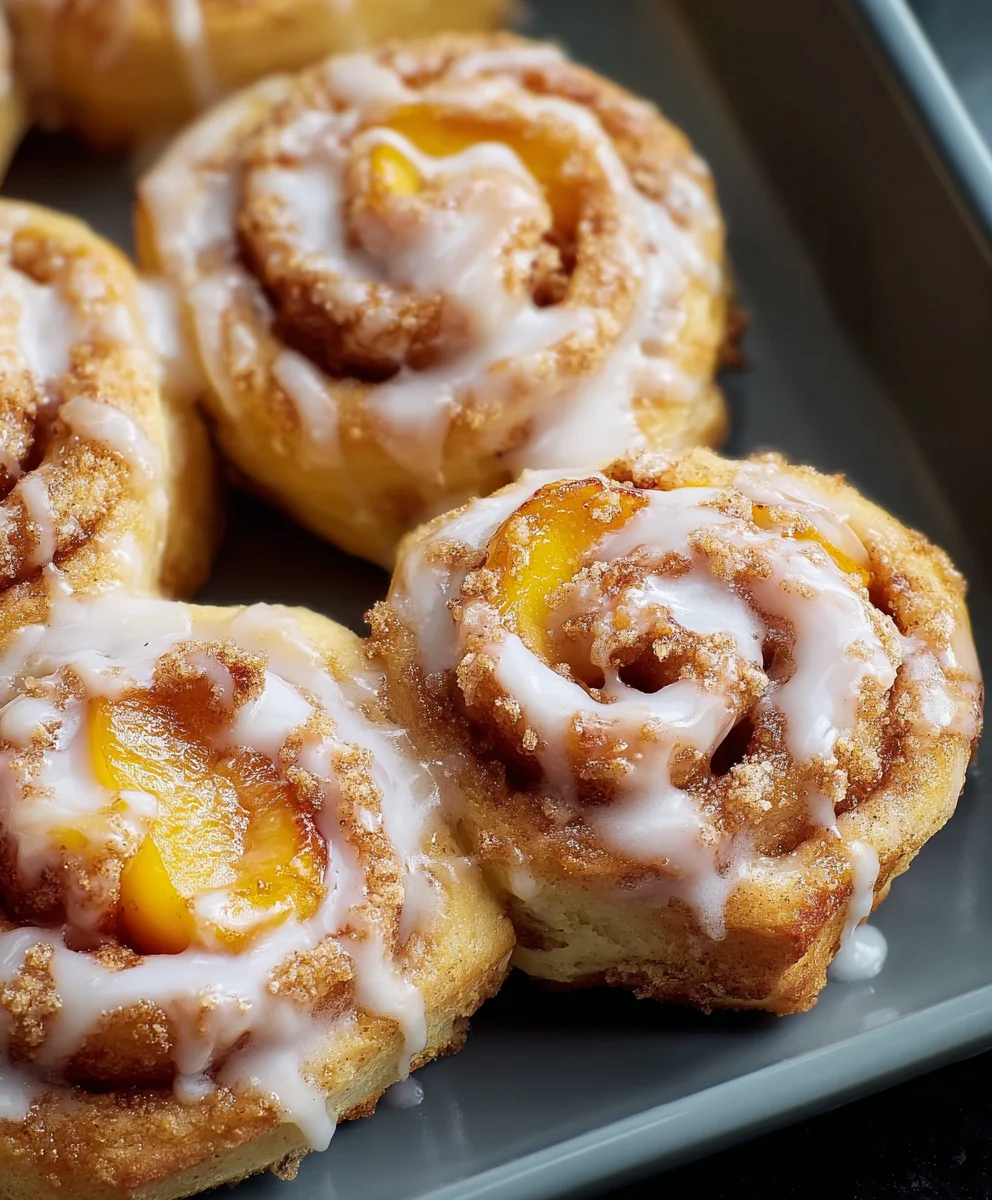 Peach Cobbler Cinnamon Rolls - Easy Dessert Recipe