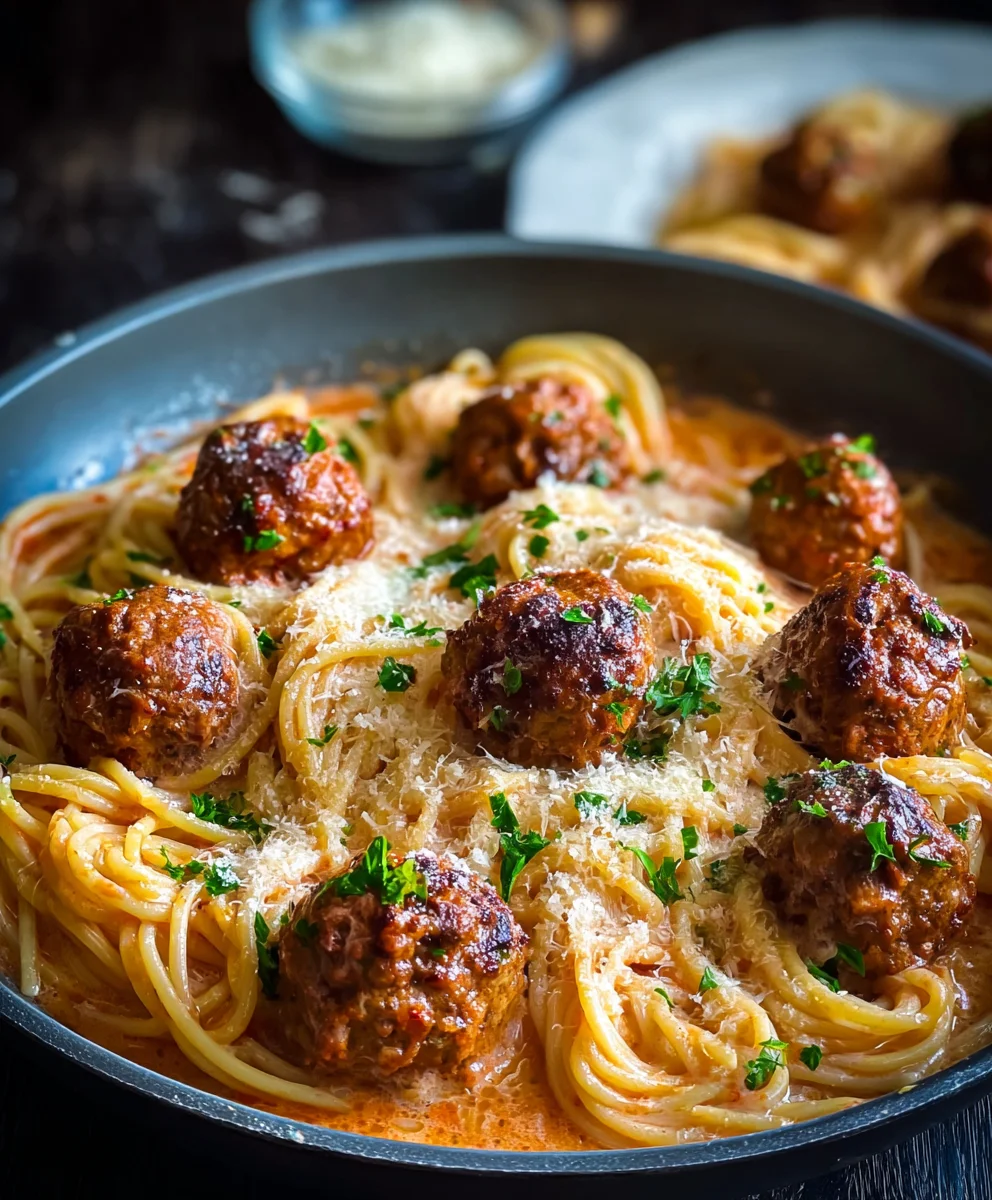 Creamy Beef Spaghetti Meatballs-Easy Comfort Food