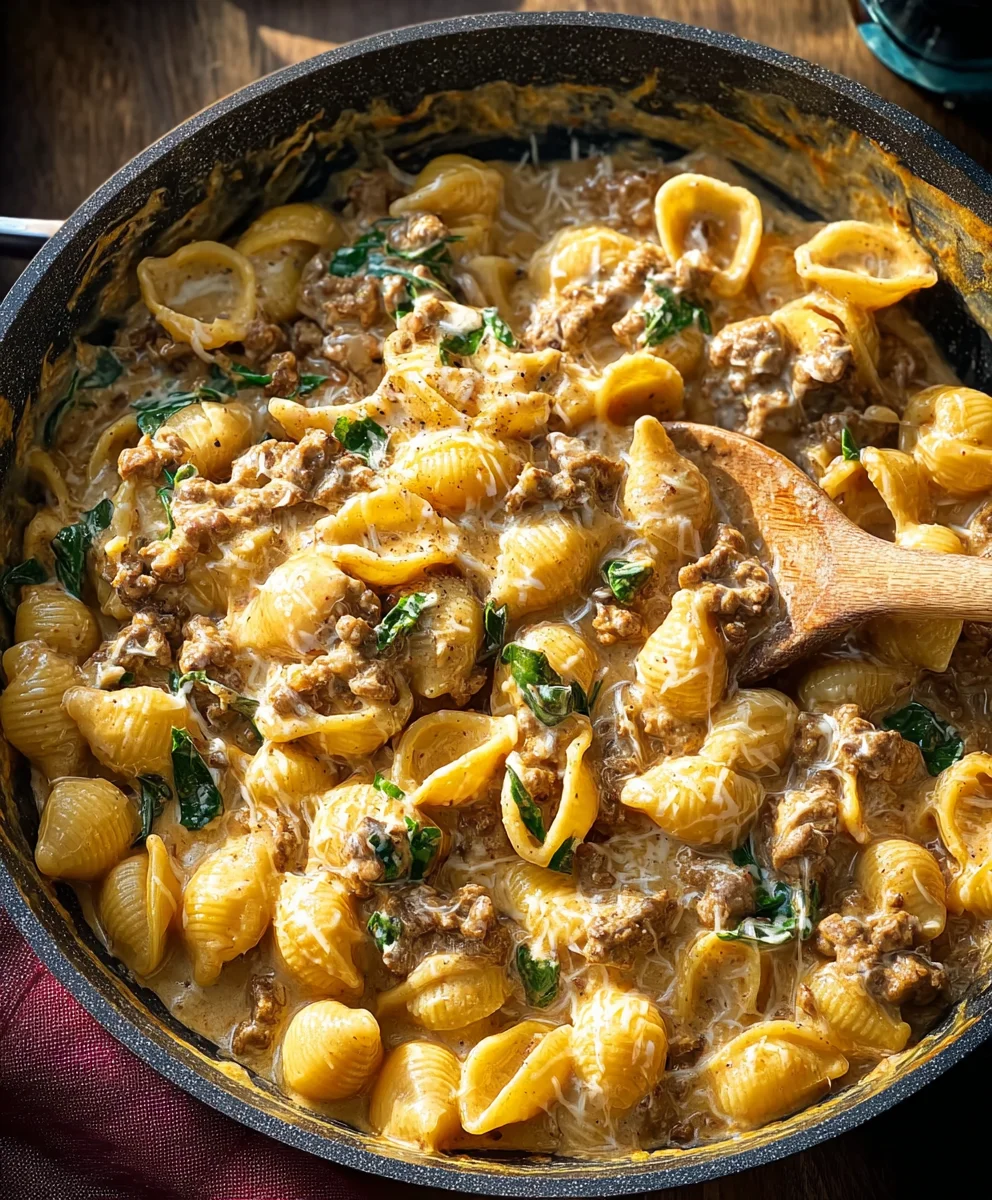 Creamy Beef and Shells Dinner-Easy Recipe