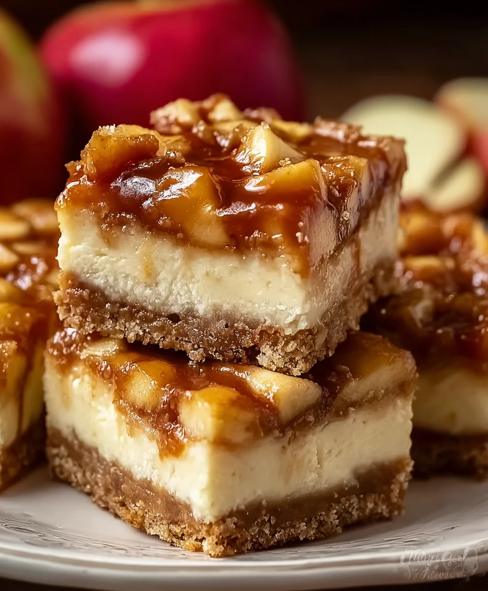 Caramel Apple Cheesecake Bars - Decadent Dessert