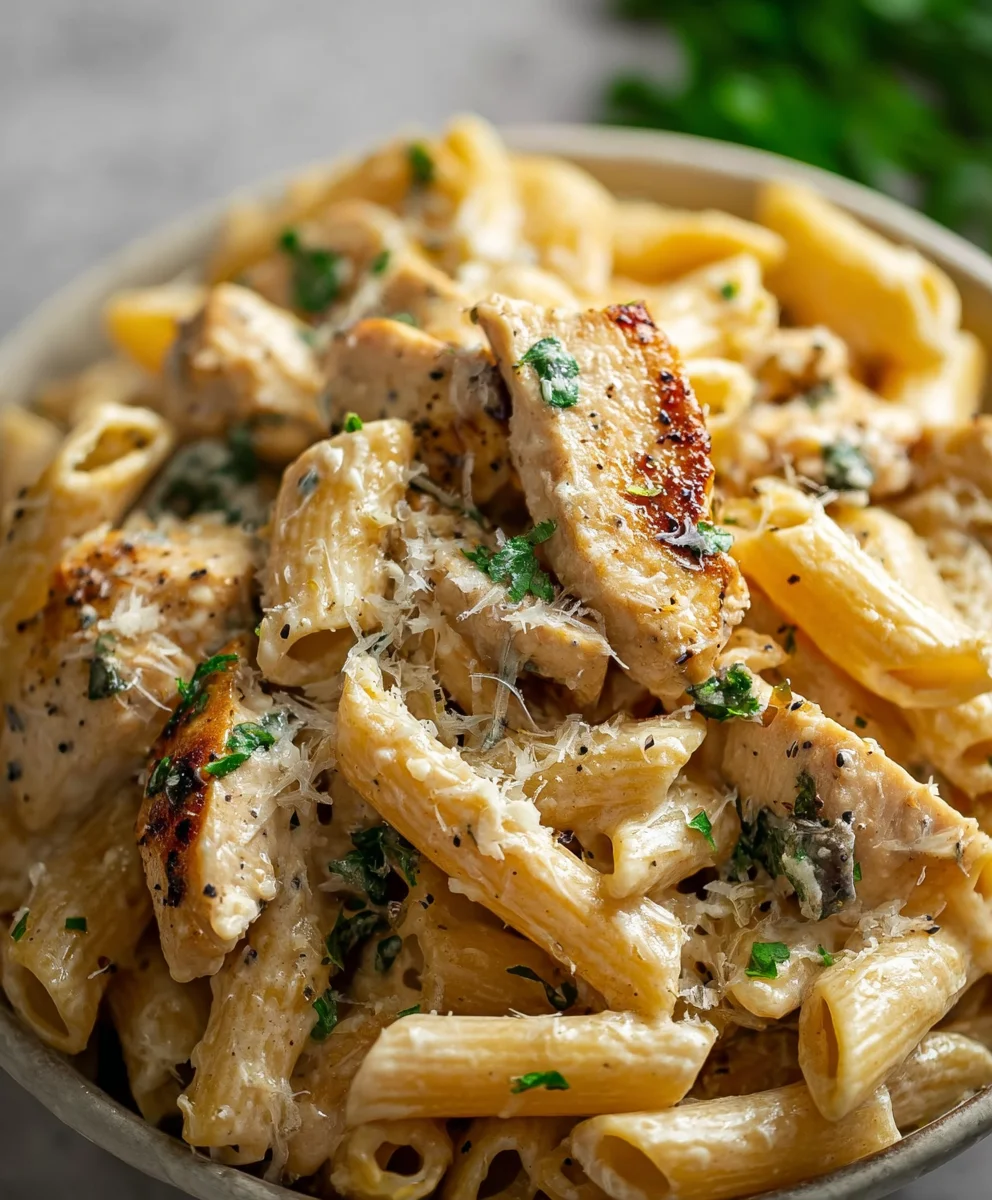 Garlic Parmesan Chicken Pasta-Healthy & Easy Recipe