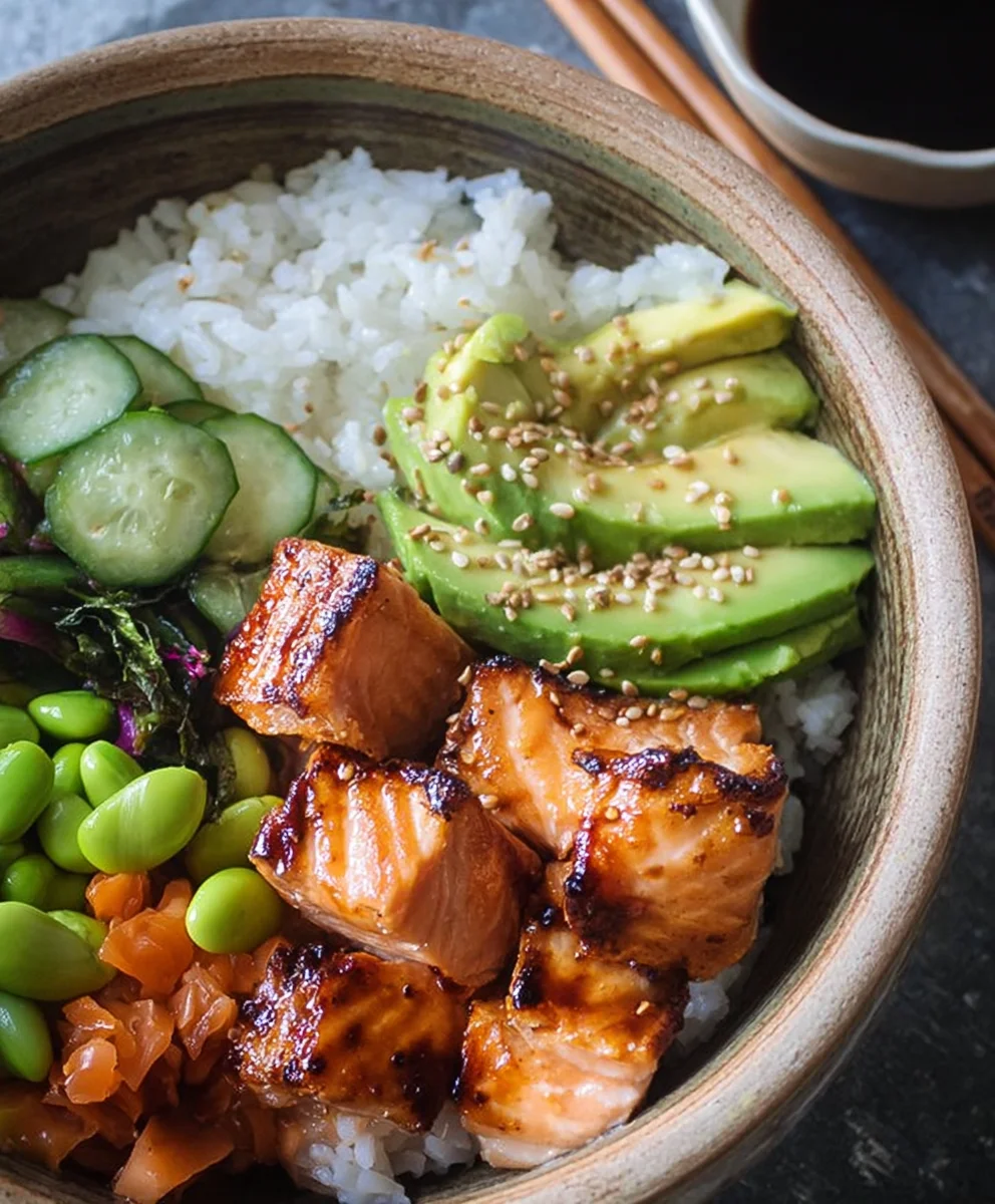 Easy Teriyaki Salmon Sushi Bowl-GF