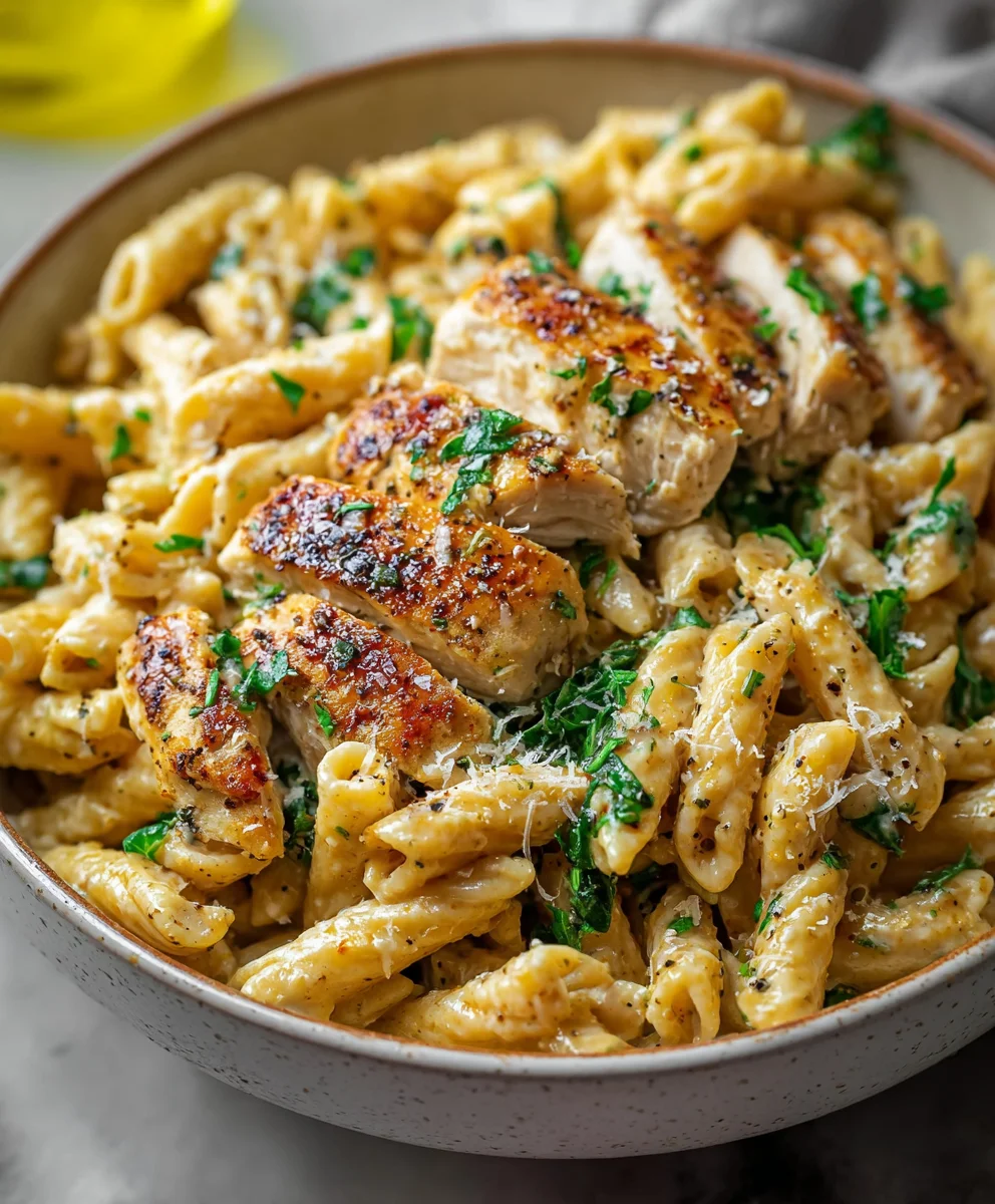 Garlic Parmesan Chicken Pasta-Healthy & Easy Recipe