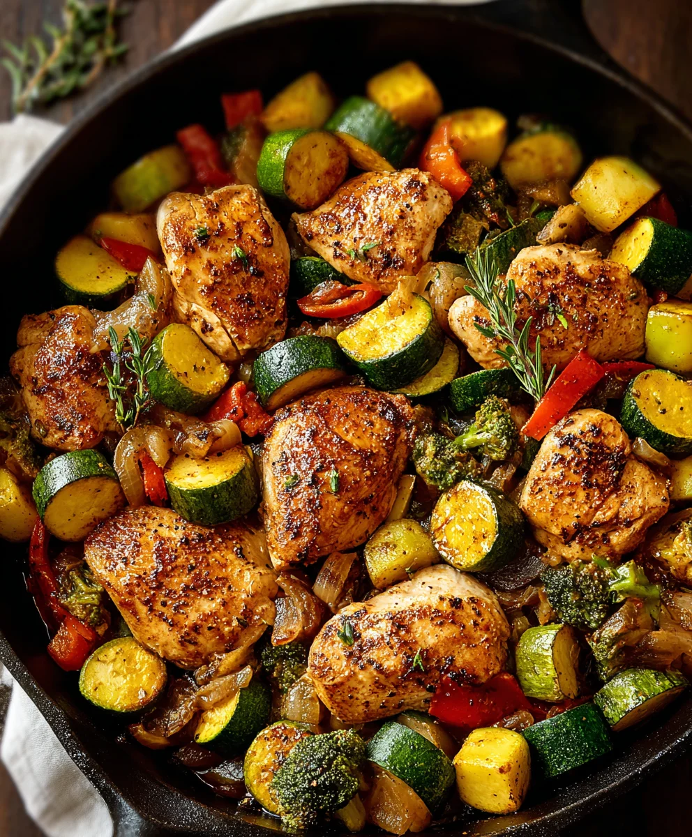 Healthy Chicken Vegetable Skillet Dinner - Easy & Quick