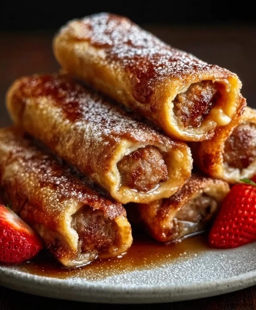 Beef Sausage French Toast Roll-Ups-Easy Breakfast