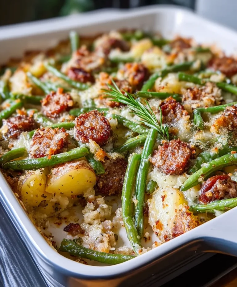 Beef Sausage Green Bean Potato Casserole Delight