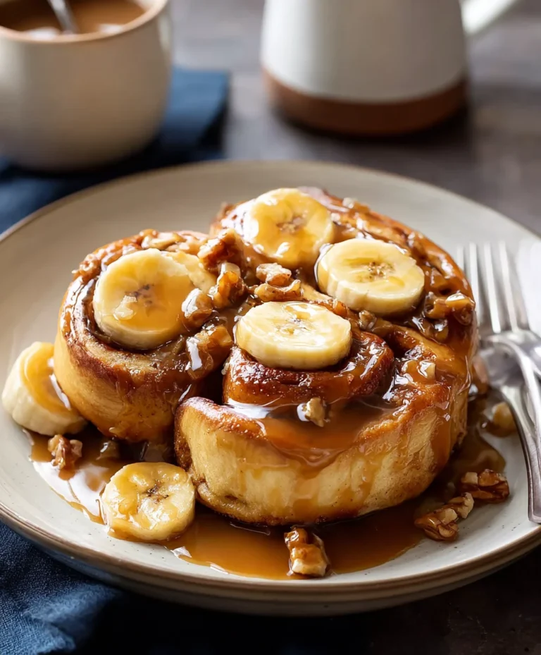 Bananas Foster Cinnamon Rolls-Decadent Dessert Twist