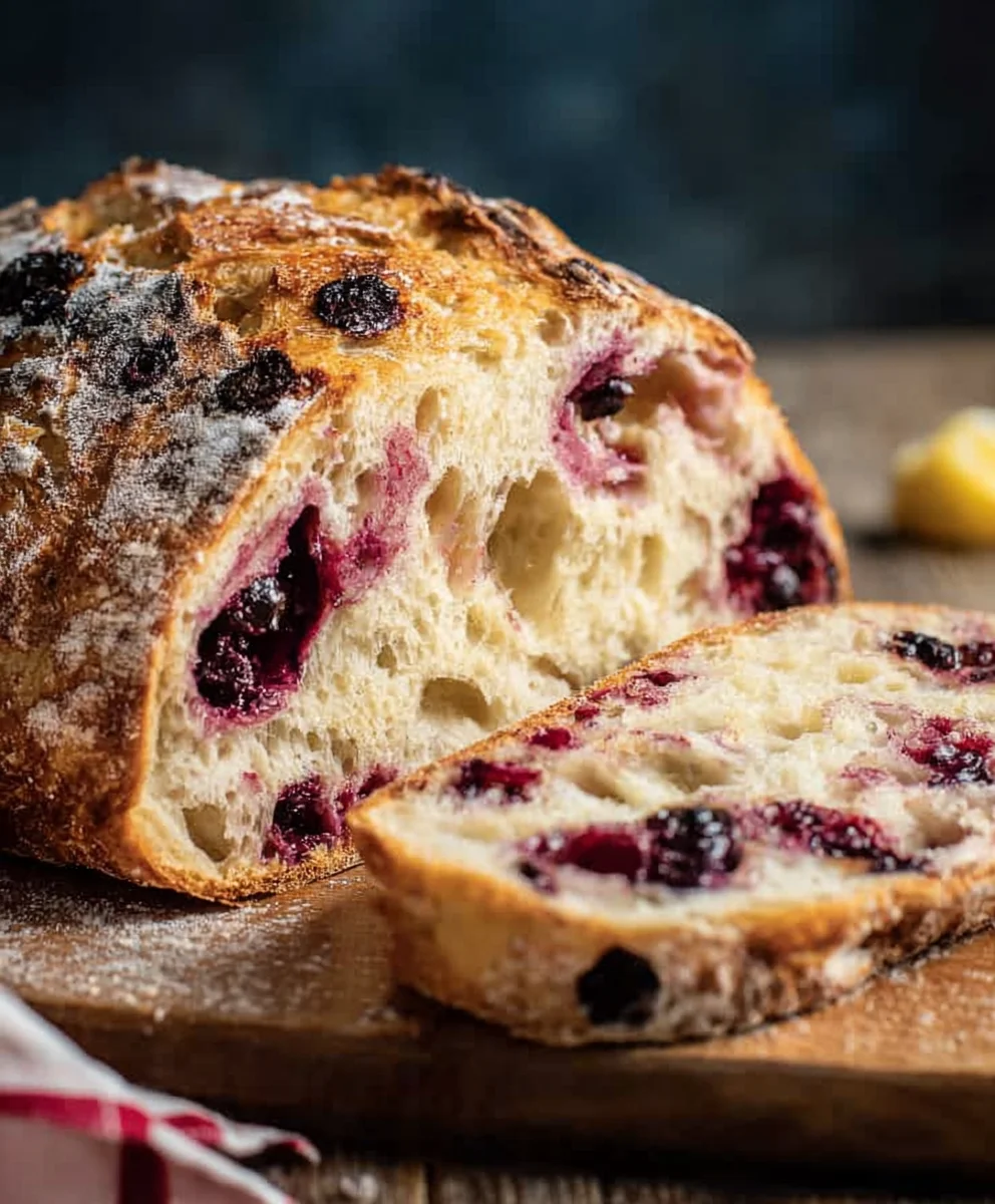 Lemon Blueberry Sourdough Bread-Easy Recipe