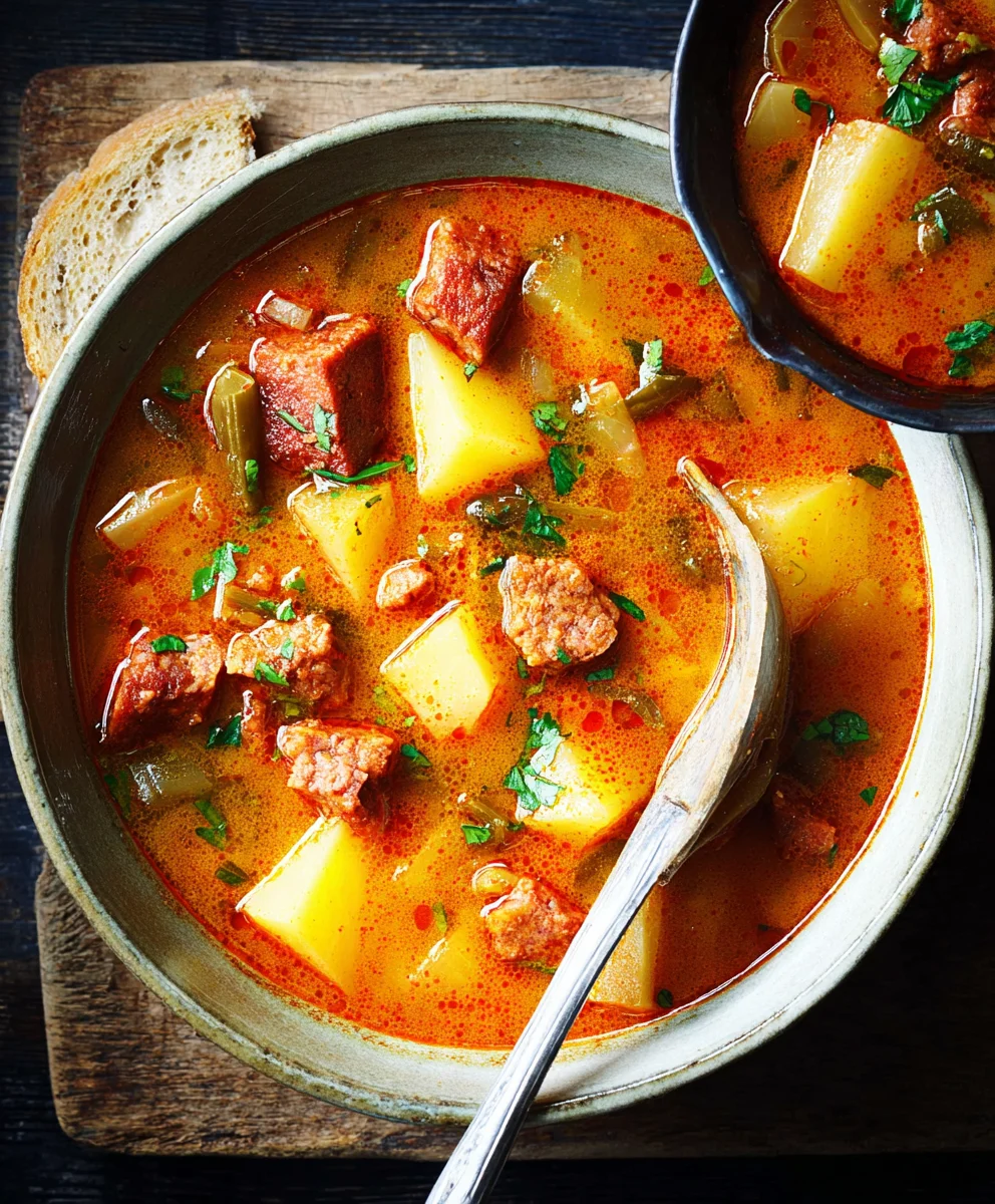 Spicy Beef Beef Chorizo Spanish Potato Soup Recipe