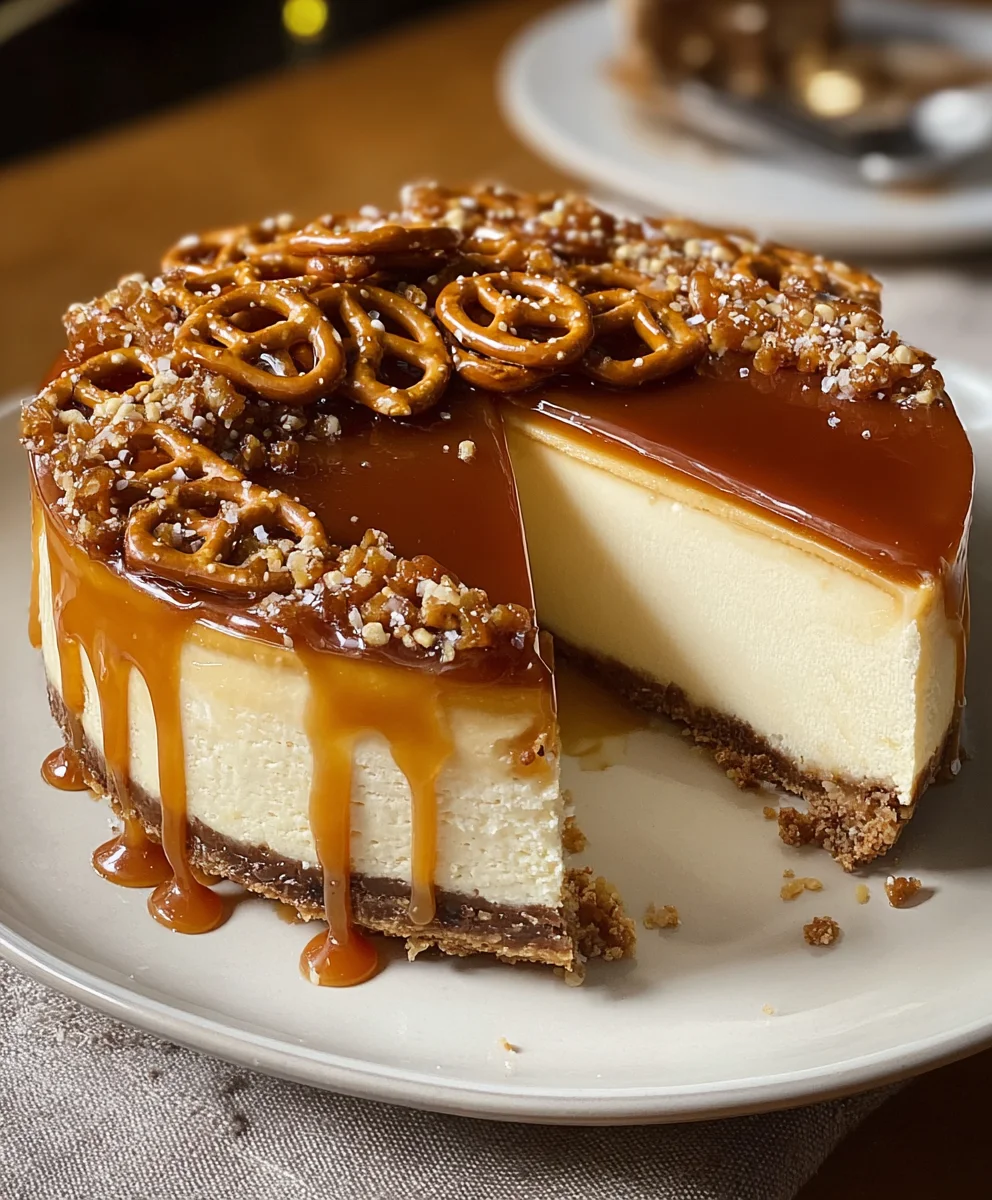 Salted Caramel Pretzel Cheesecake Recipe - Easy & Delicious