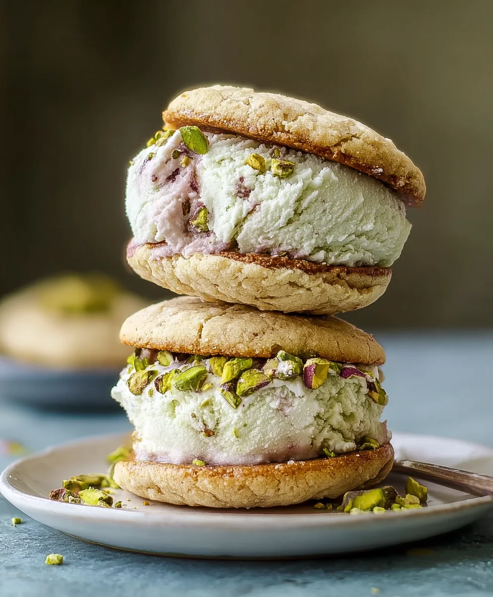 Pistachio Cookie Ice Cream Sandwiches - Easy Recipe