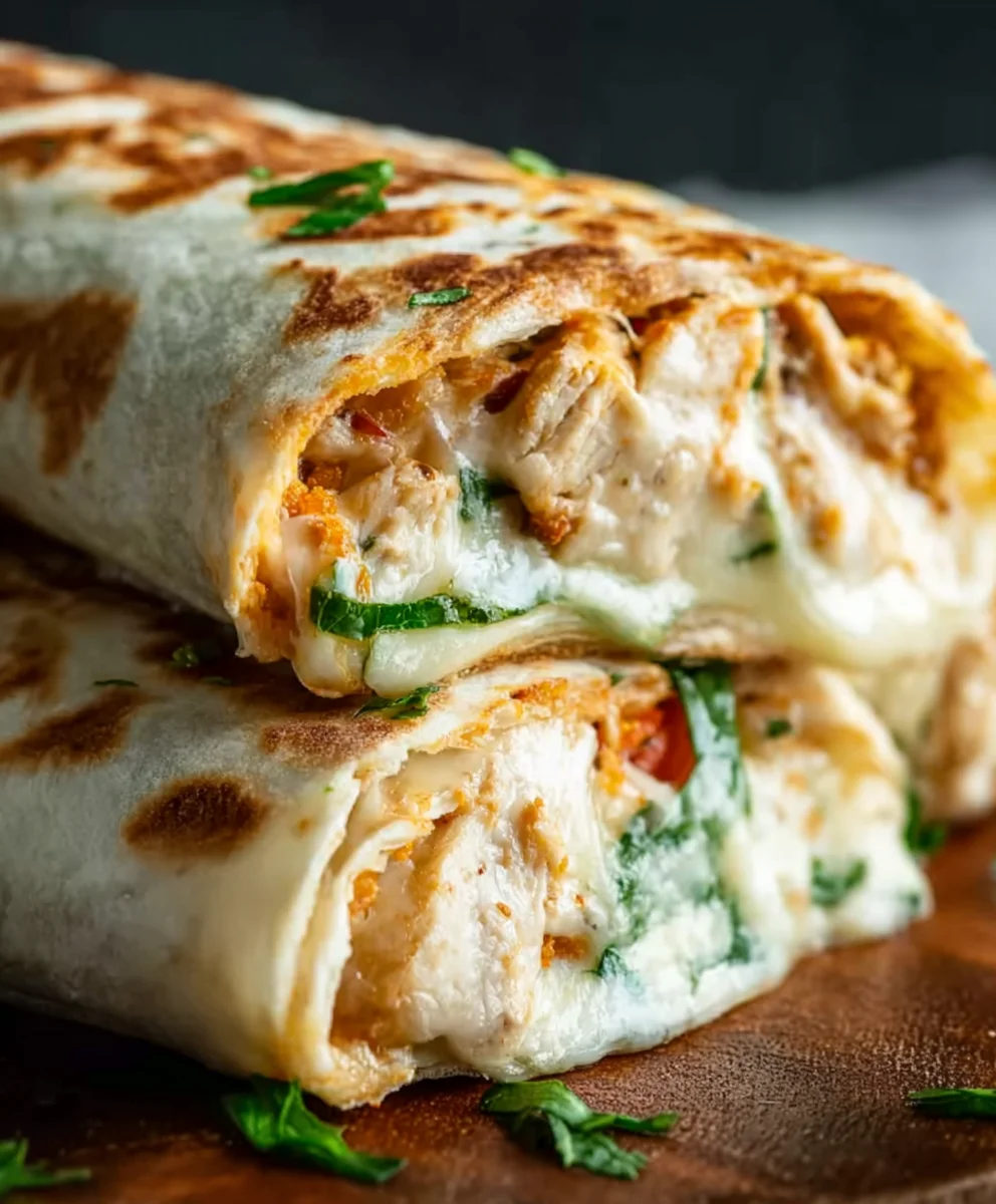 Cheesy Garlic Chicken Wraps - Easy Quick Dinner