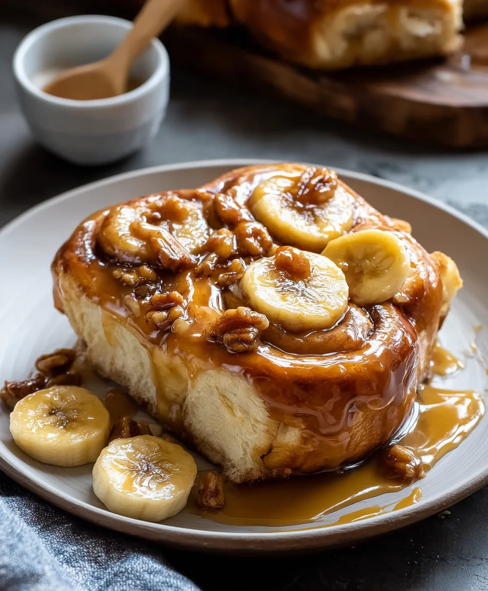 Bananas Foster Cinnamon Rolls-Decadent Dessert Twist