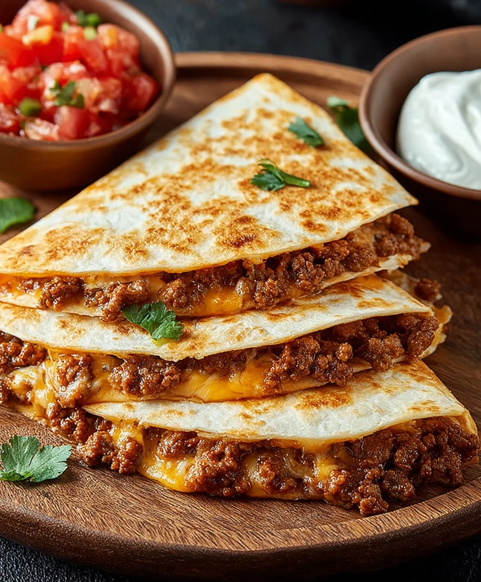 Easy Cheesy Ground Beef Quesadillas - Quick Meal