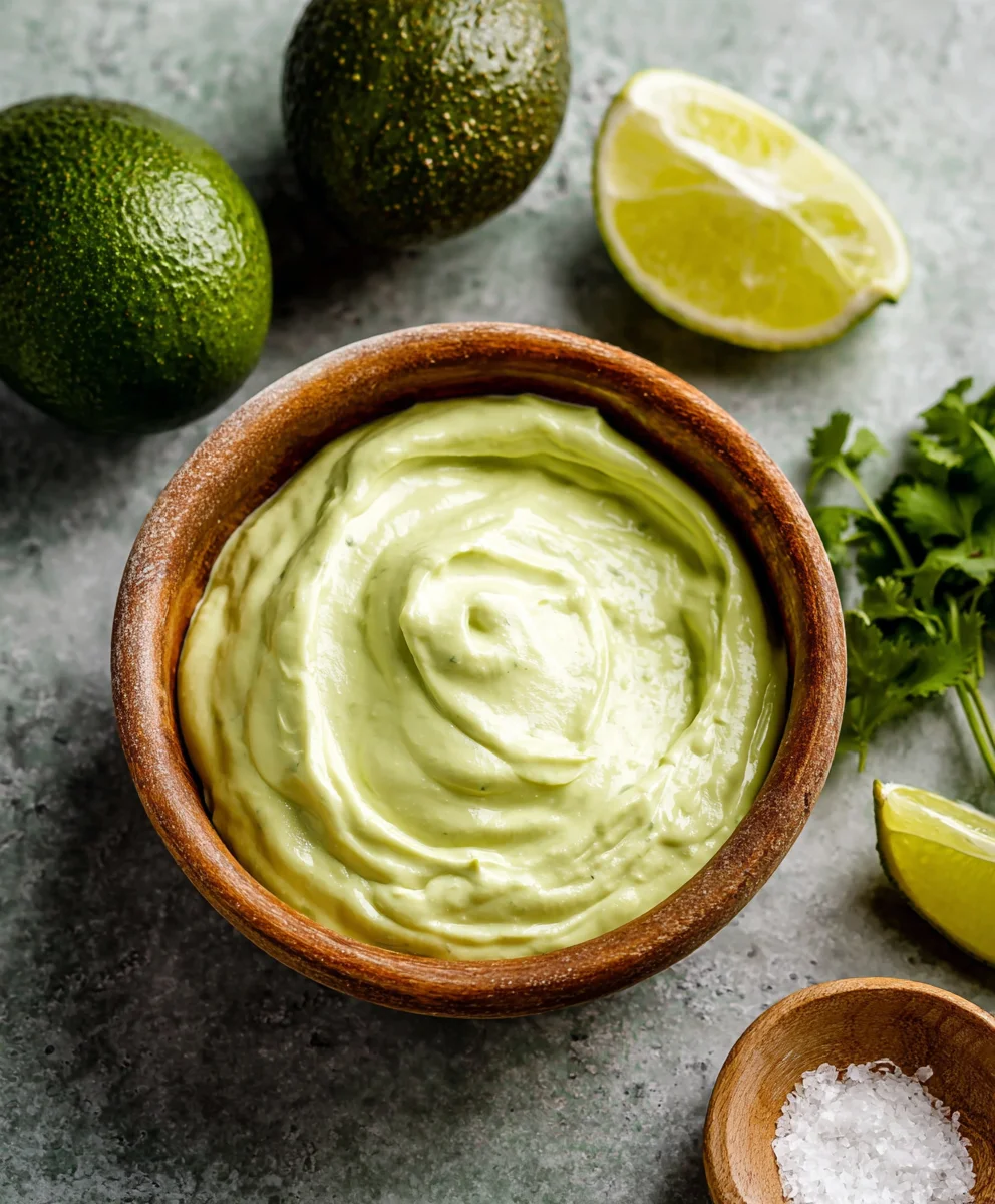 Creamy Avocado Crema Recipe- Tacos Salads & More