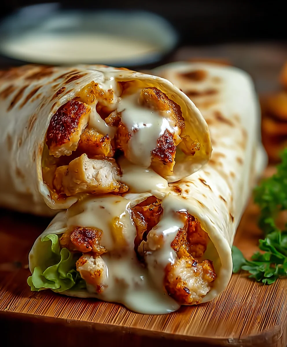 Cheesy Garlic Chicken Wraps- Easy Dinner Delight
