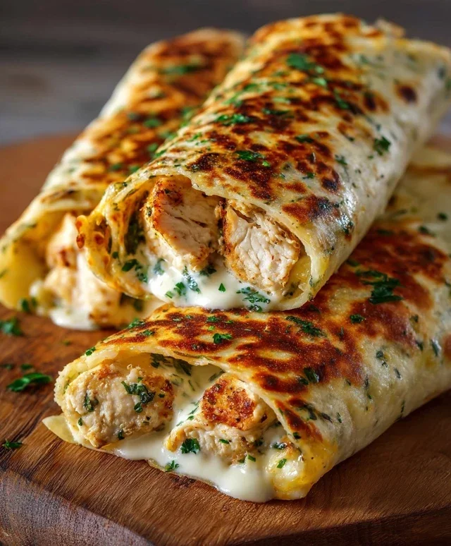 Low Carb Cheesy Garlic Chicken Wraps