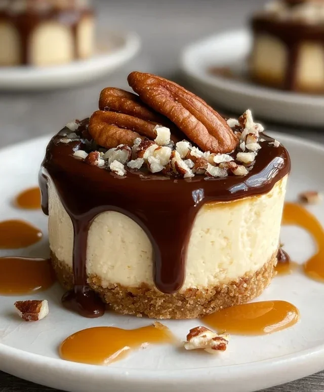 No Bake Turtle Mini Cheesecakes