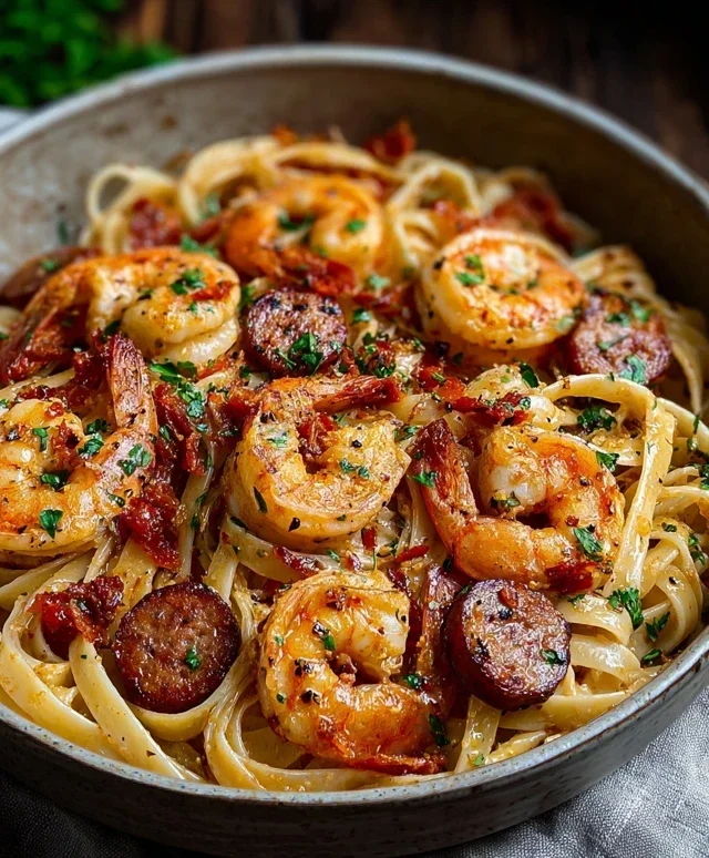 Creamy Cajun Shrimp Pasta with Sausage