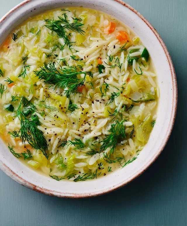Orzo Leek and Dill Soup
