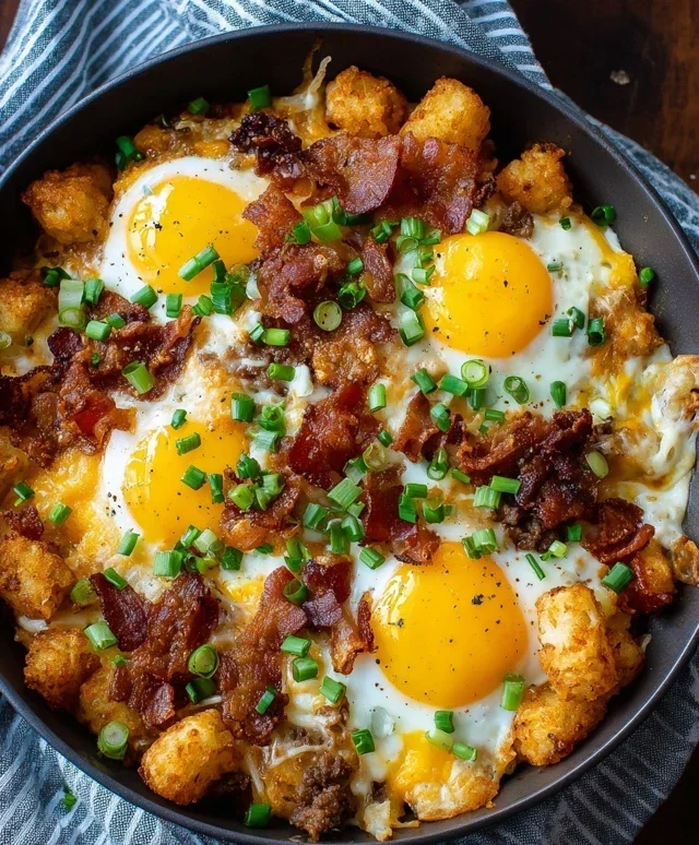Beef Beef Bacon Egg And Cheese Breakfast Totchos
