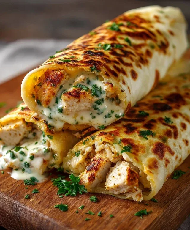 Low Carb Cheesy Garlic Chicken Wraps