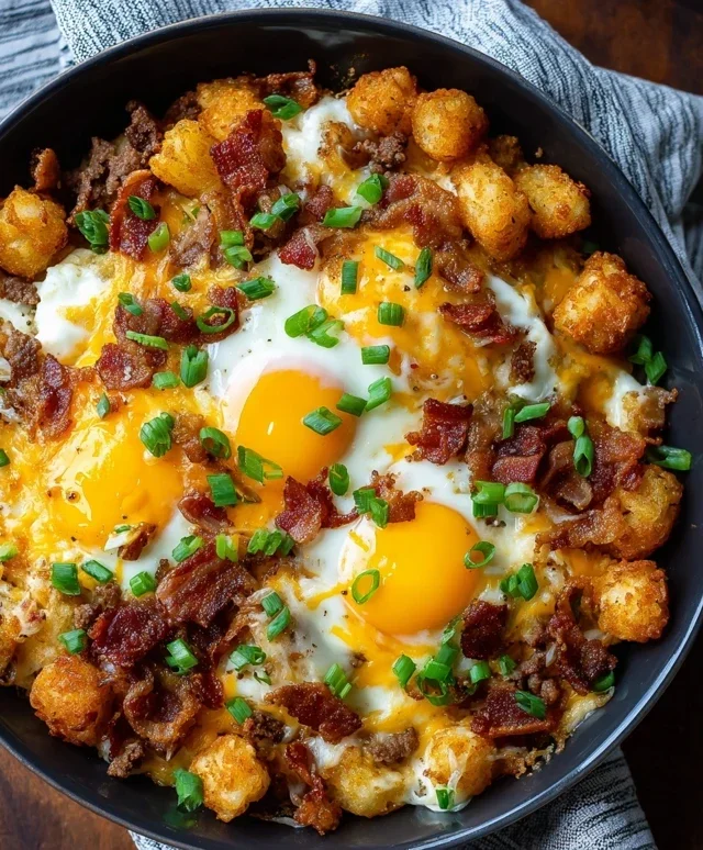 Beef Beef Bacon Egg And Cheese Breakfast Totchos
