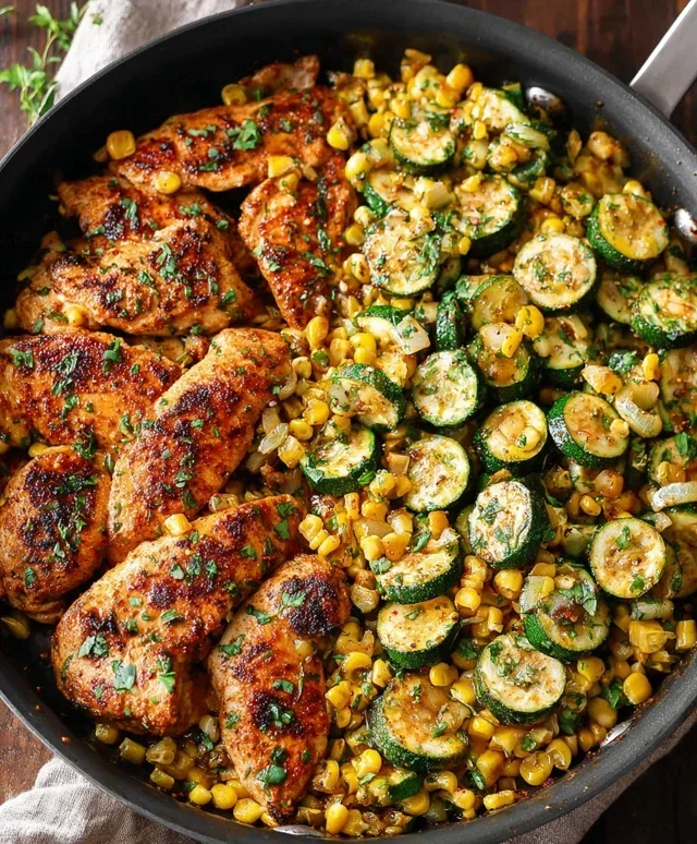 Garlic Butter Chicken with Zucchini and Corn - One-Pan, 30-Minute Meal