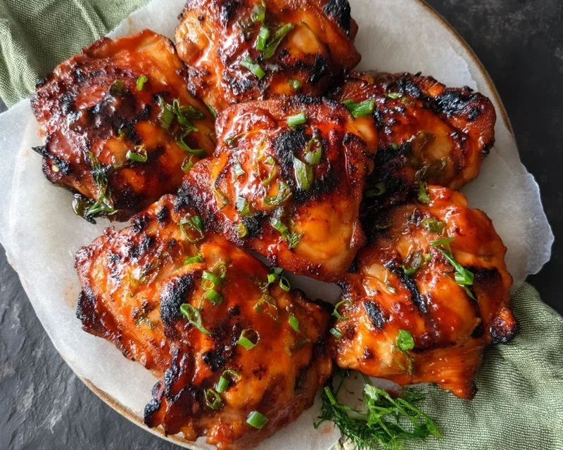 Grilled Honey Buffalo Chicken Thighs