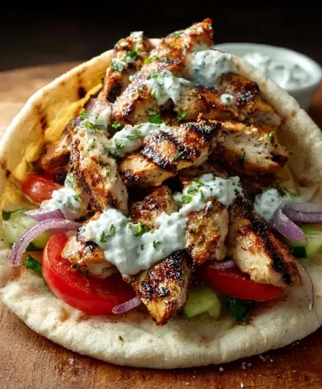 Greek Chicken Gyros with Lemon-Herb Marinade and Tzatziki