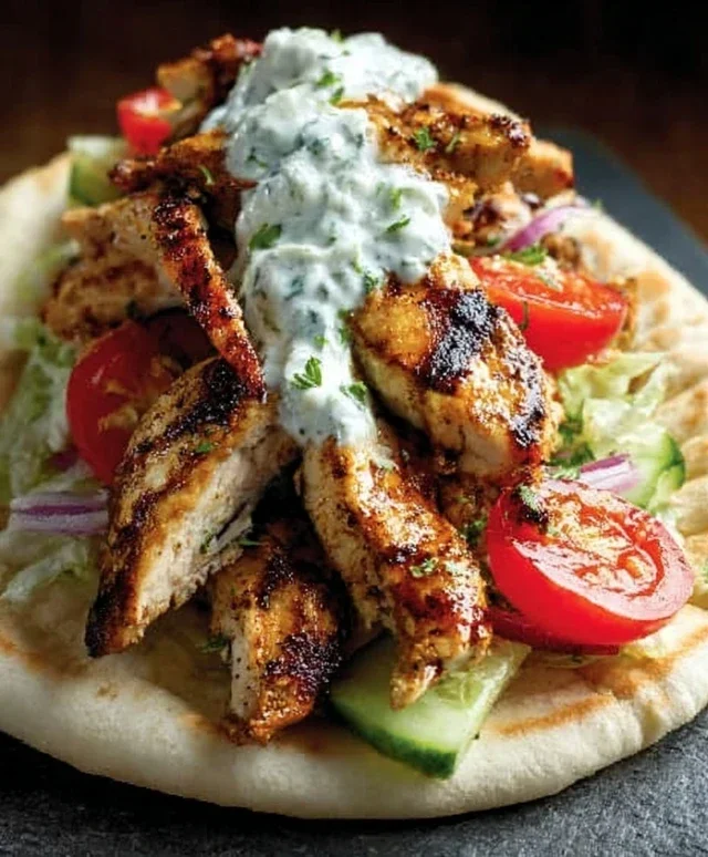 Greek Chicken Gyros with Lemon-Herb Marinade and Tzatziki