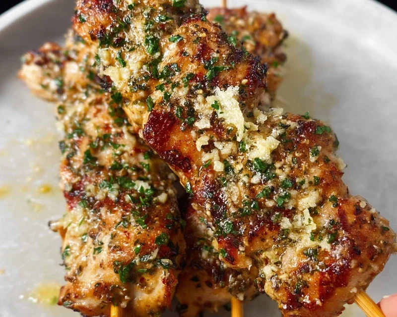 Ranch Garlic Parmesan Chicken Skewers