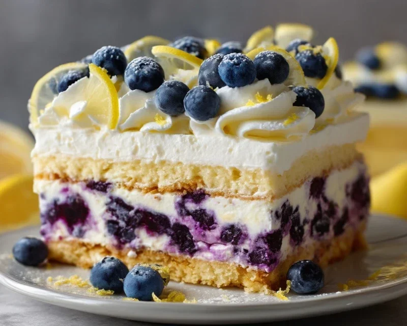 No-Bake Lemon dazzling Blueberry cream Cake