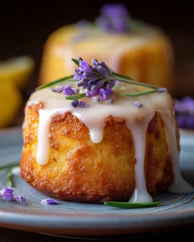 Mini Lemon Cakes With Lavender Glaze