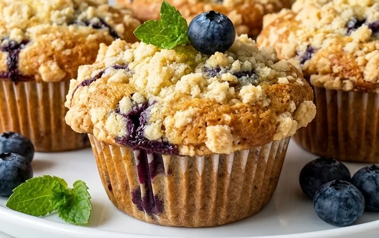 Lemon Blueberry Streusel Muffins