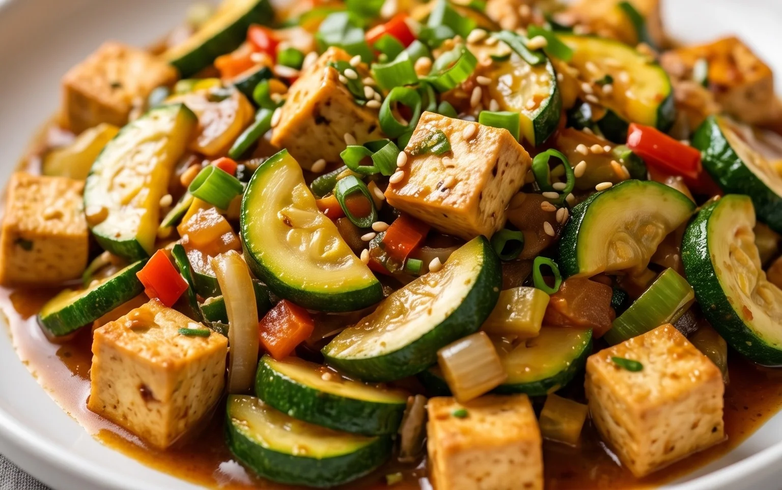Zucchini Stir Fry With Tofu (Vegan)
