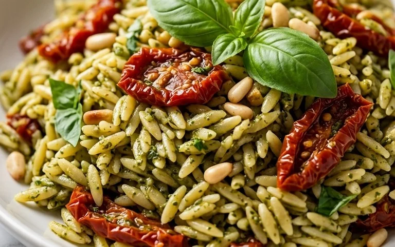 Sun Dried Tomato Orzo Pesto Salad