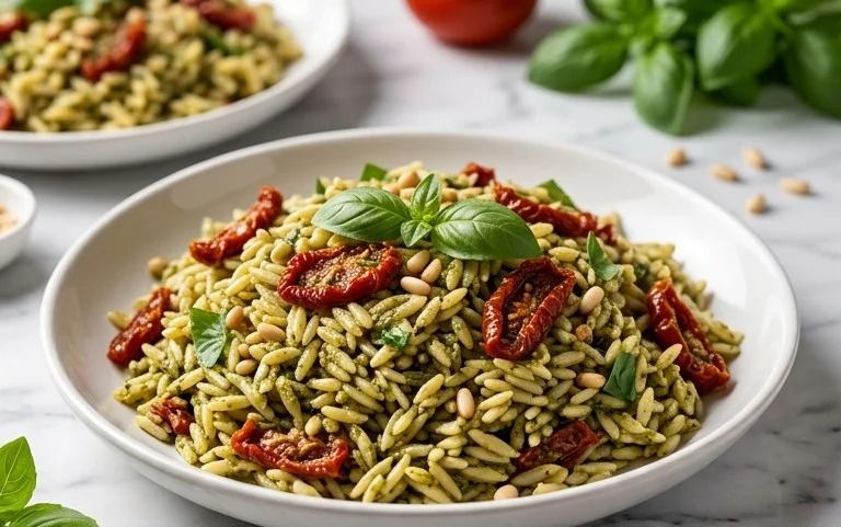 Sun Dried Tomato Orzo Pesto Salad