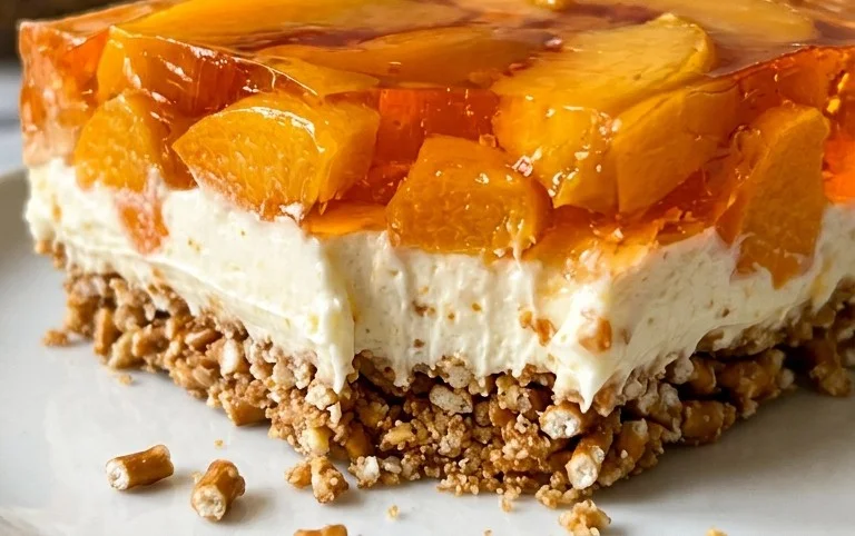 Peach Pretzel Salad Dessert